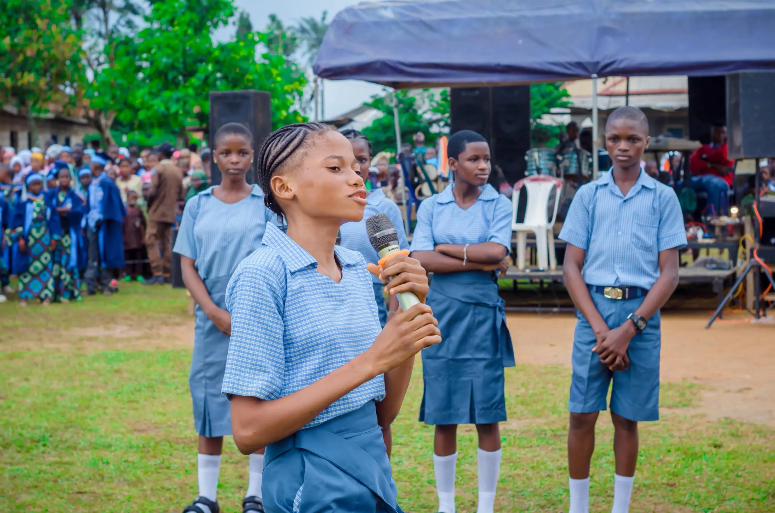 Student giving speech during school event